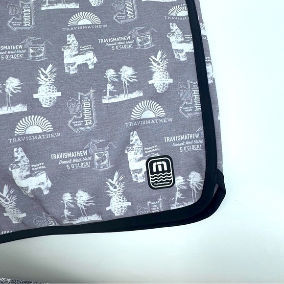 Travis Mathew Gray and Black Board Shorts with Geometric Pattern - Picture 5 of 9